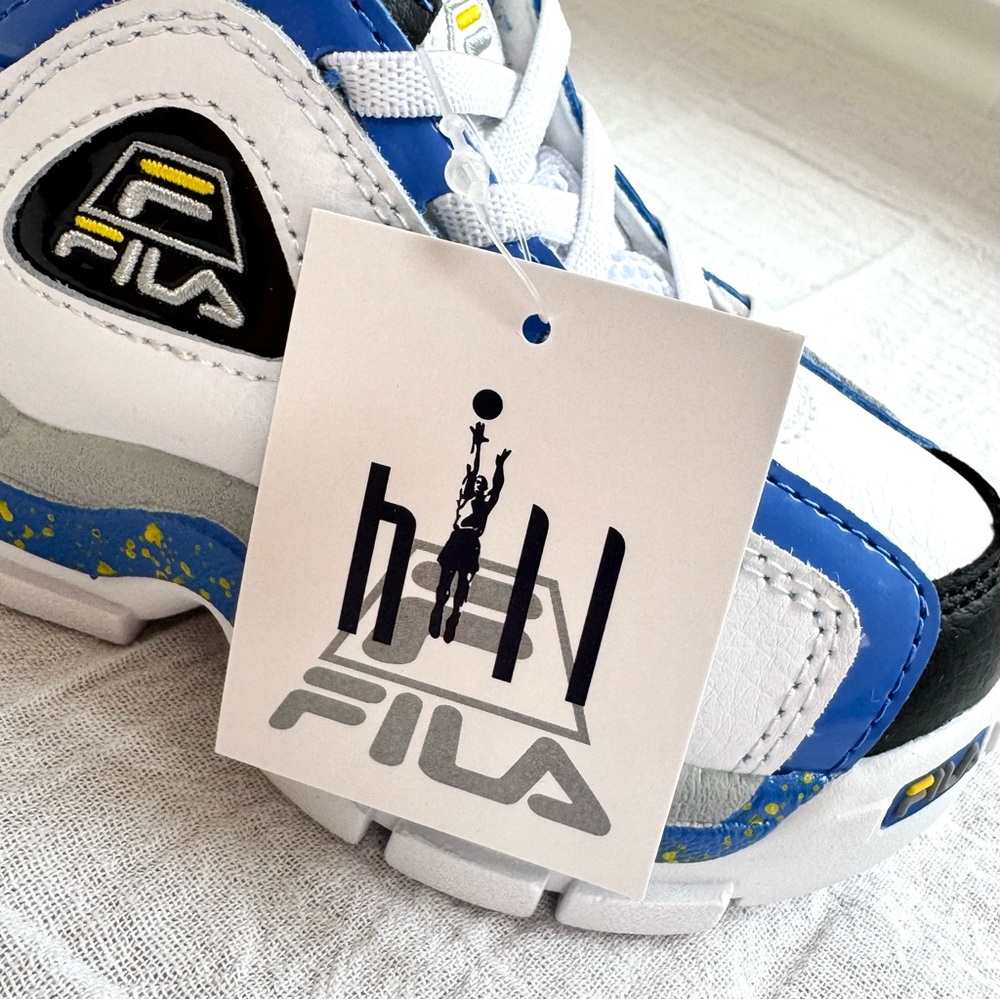 New Fila Grant Hill 2 Sneakers White Nebulas Blue Lemon Yellow Toddler Shoes NIB - Picture 5 of 8